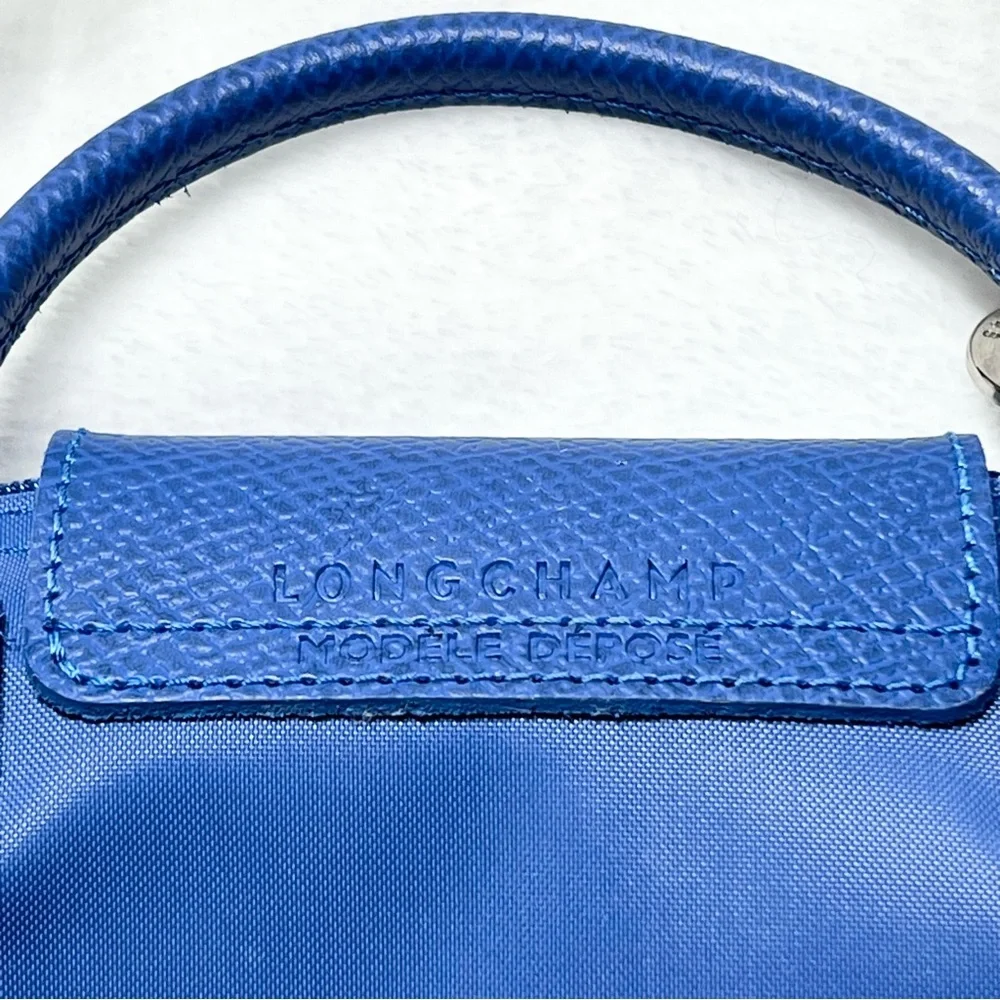Longchamp Le Pliage Green Mini City Pouch with handle in Cornflower - w/ Strap - Picture 4 of 10